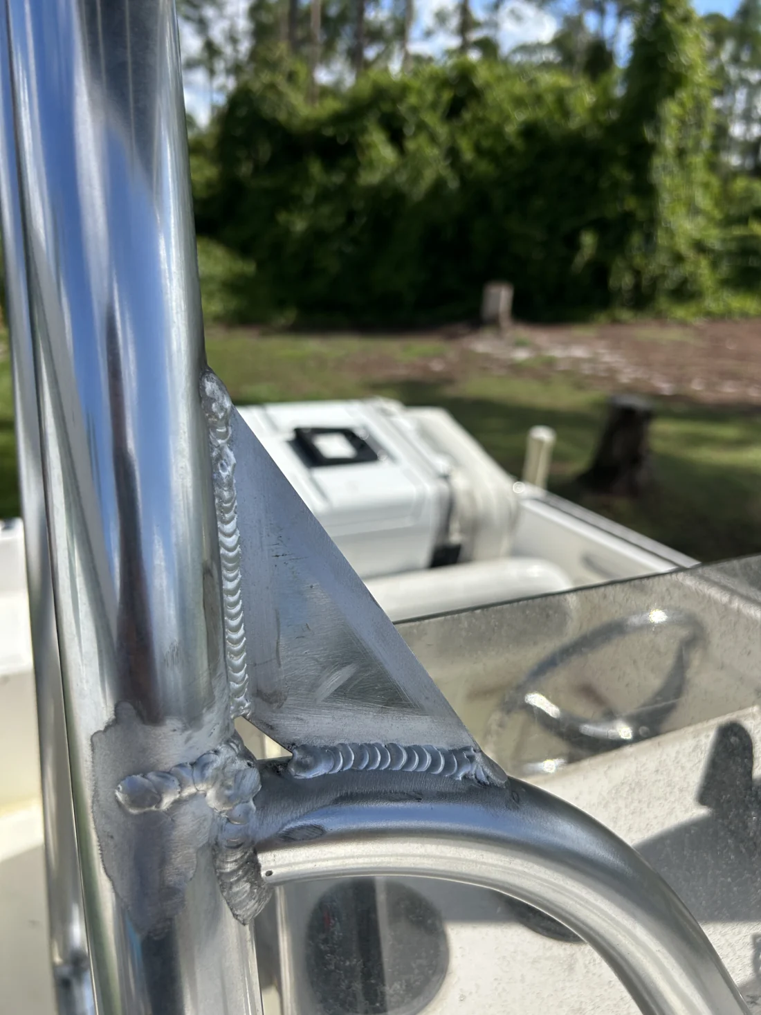Welded marine gusset and polished tubing